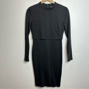 AX Paris Double Layer Midi Long Sleeve Dress Black